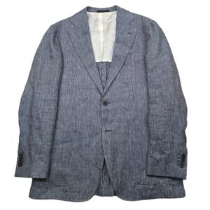 SUITSUPPLY Baird McNutt Irish Linen Blazer Mens 40R Blue Check Hudson Sport Coat